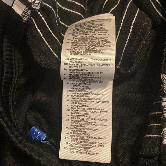 Adidas black white lined  kids joggers Sz 14 - Picture 4 of 10